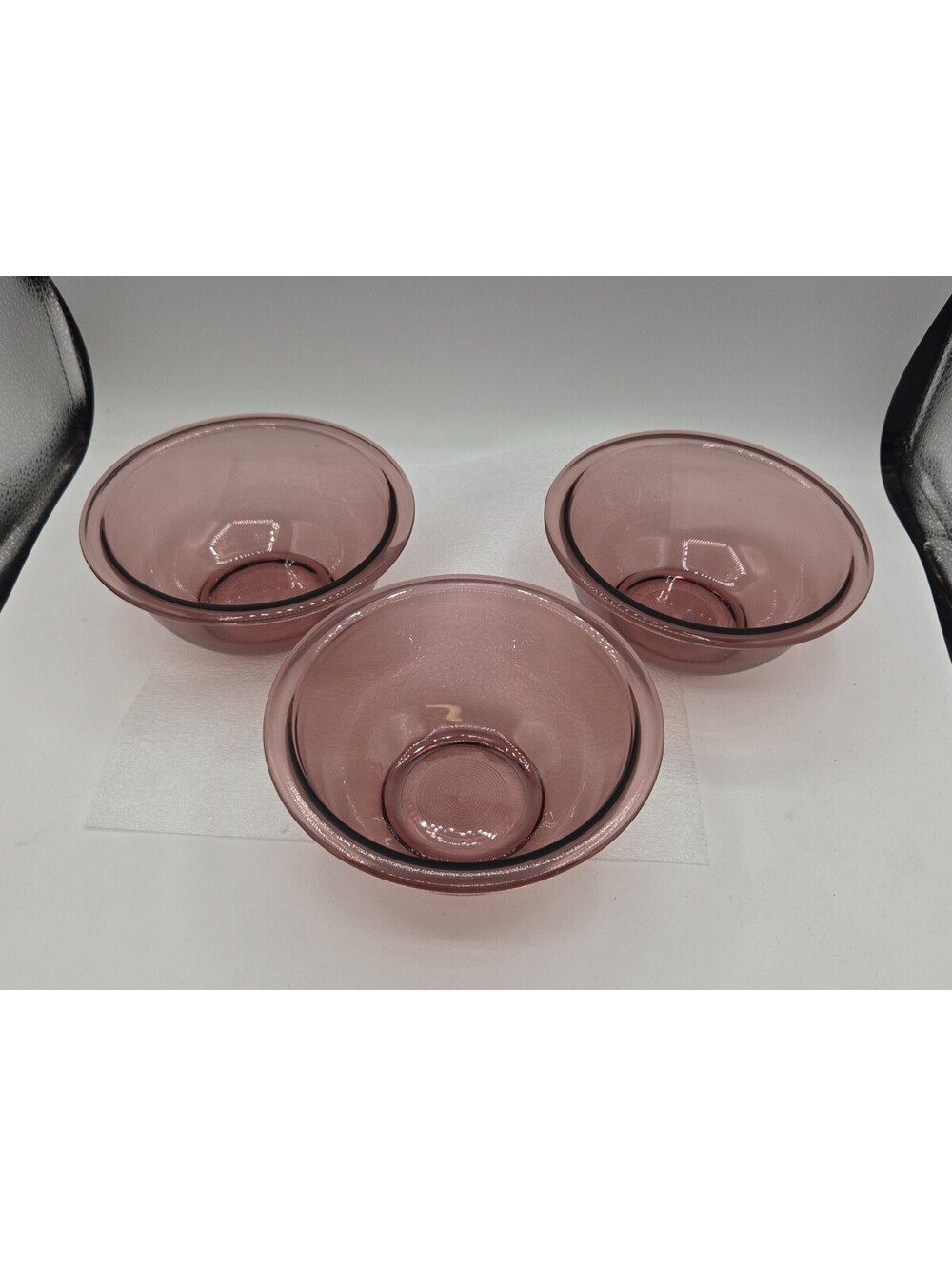 Vtg Pyrex Cranberry Glass #322 Mixing Bowls 1L Amethyst Purple Set Of 3